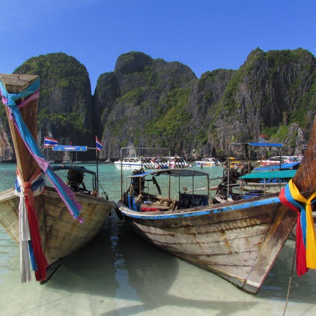 Phi Phi Islands traditional boats on the beach