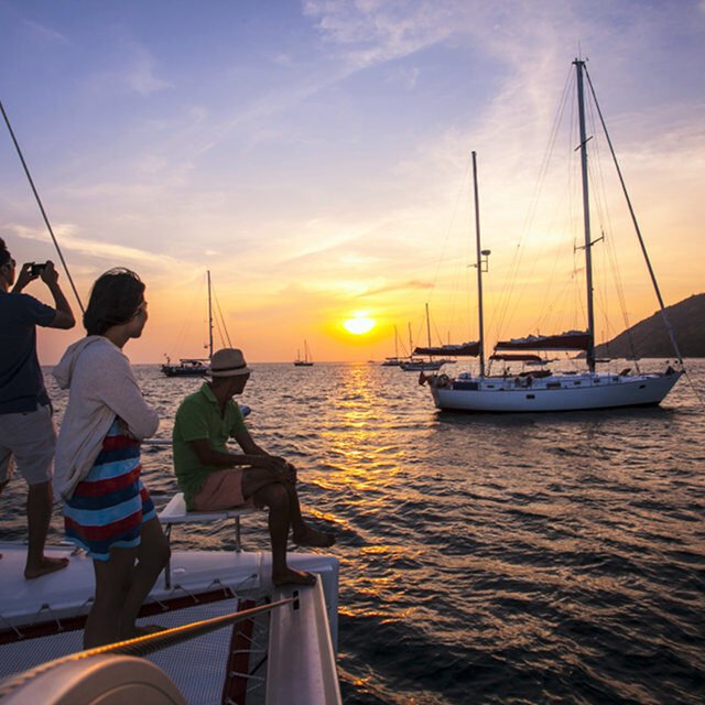 phuket catamaran boat sunset