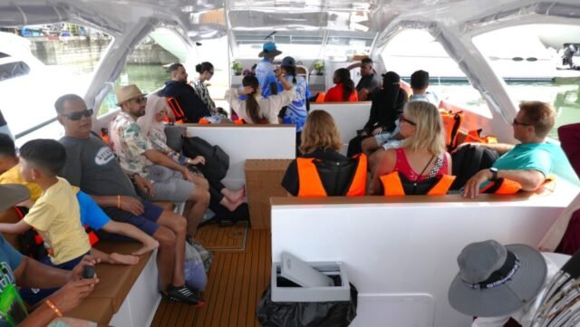 Phi - Phi - Islands - Sunset - By - Speed Catamaran - Boat - Inside