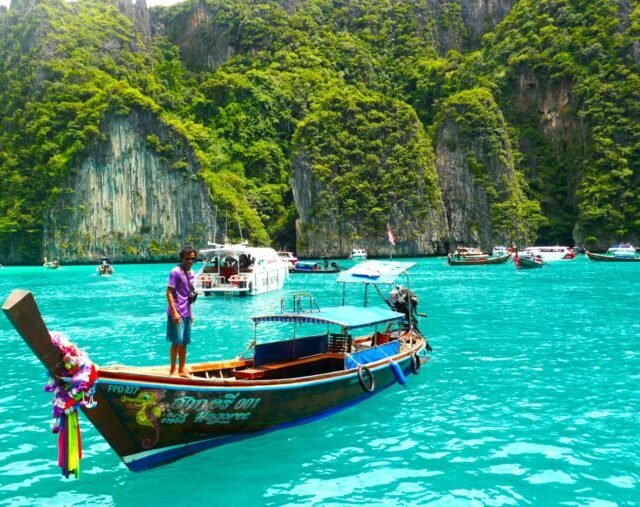 Phi - Phi - Islands - Sunset - By - Speed Catamaran - Longtail - Boat